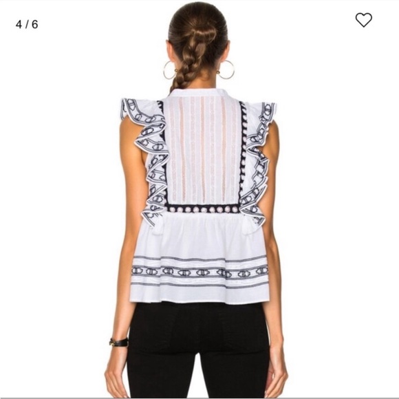 Sea New York Boho Lace Bib Ruffle Top - Picture 4 of 8